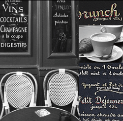 קפה צרפתי 2צילום שחור לבן מאג ספל כיסאות בית קפה