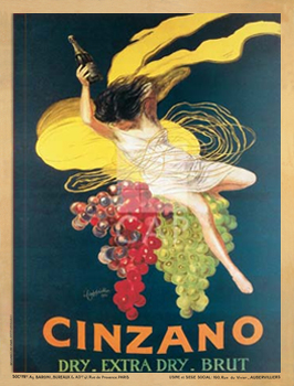Cinzano 1920כרזה, וינטג', ענבים, יין, ברוט, גדול, הדפס, פרסומת 