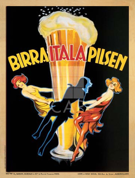 Birra Itala Pilsenכרזה, וינטג', בירה, גדול, הדפס, פרסומת 