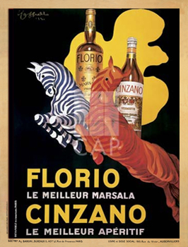 Florio e Cinzano, 1930כרזה, וינטג', זברה, יין, ברוט, גדול, הדפס, פרסומת 