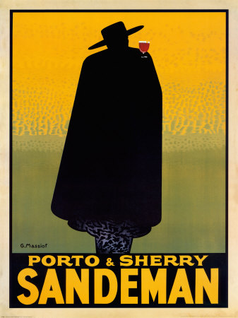 Porto & sharry sandemanכרזה , סנדמן, וינטג', פורטו אנד שרי סנדמן, איש , כובע, צללית