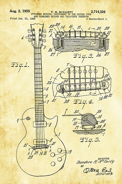 Mccarty Gibson Les Paul-Guitar  Patentמוסיקה מוזיקה   Movement-II