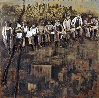 גברים על קורה  Man on GriderOn-A-Crossbeam-by-Michael-Lange-Painting      ניו יורק