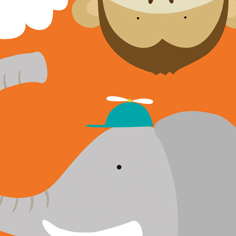 בסאפארי - פיל וקוףפיל כובע קוף כתום ילדים