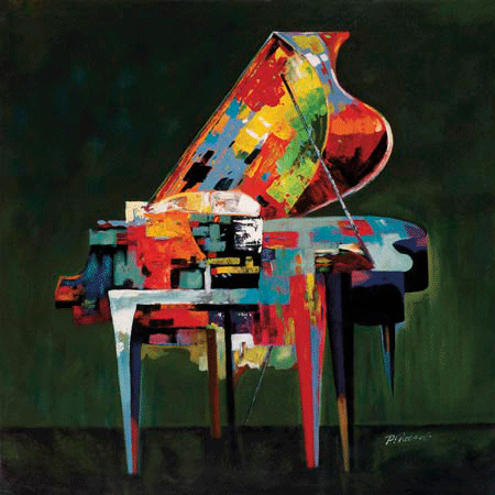 פסנתר צבעוני פסנתר כנף צבעים ירוק