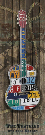 לוחיות רישוי גיטרות צבעוניות חשמליות גיטרה חשמלית אקוסטית צבעים לוח עץ כחול אדום לבן