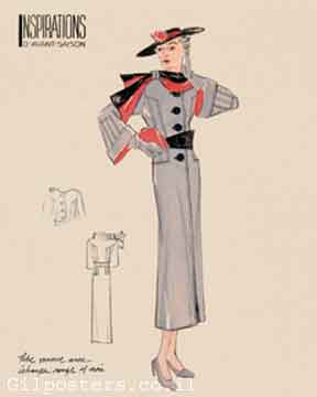 כרזה אישה שימלה מפוארת שמלות אפור מודל ראווה עיצוב דגם שירטוט