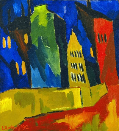 Karl Schmidt-Rottluff - Houses at Night-Karl Schmidt-Rottluff - Houses at Night