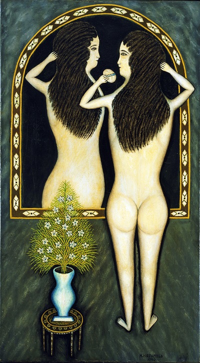 Morris Hirshfield - Girl in a Mirror-Morris Hirshfield - Girl in a Mirror