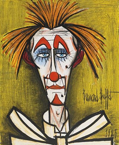 Bernard Buffet CLOWN FOND JAUNE-Bernard Buffet CLOWN FOND JAUNE