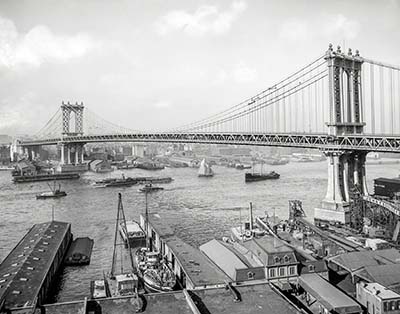 ניו יורק Manhattan Bridge and East River from Brooklyn 1912 Manhattan Bridge and East River from Brooklyn 1912