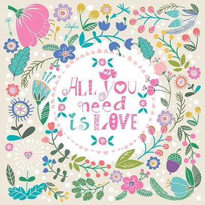 all you need  is love  - תמונה על קנבס,מוכנה לתליה.129 