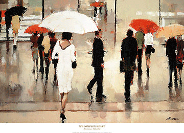 ליבי המורכבאנשים רחוב גשם מטריות
