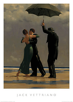 רקדן בברקתזוג רוקד איש מחזיק מטריה וטריאנו