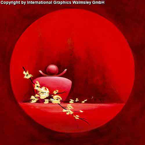 אדום עדין 1אורינטלי מזרחי ציור ואזה פרחים עיצוב אגרטל כד
