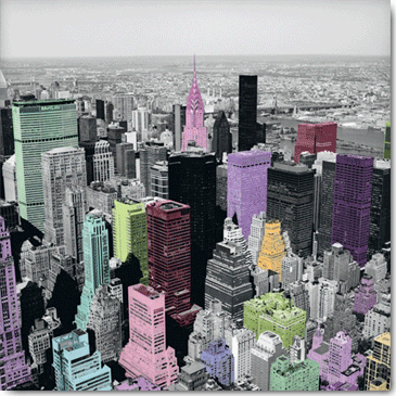 ניו יורק צילומים שחור לבן צבעים פוייל אפור גורדי שחקים