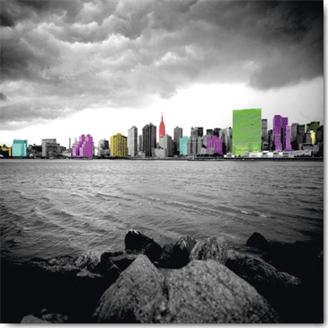 ניו יורק צילומים שחור לבן צבעים פוייל אפור גורדי שחקים ים סלעים
