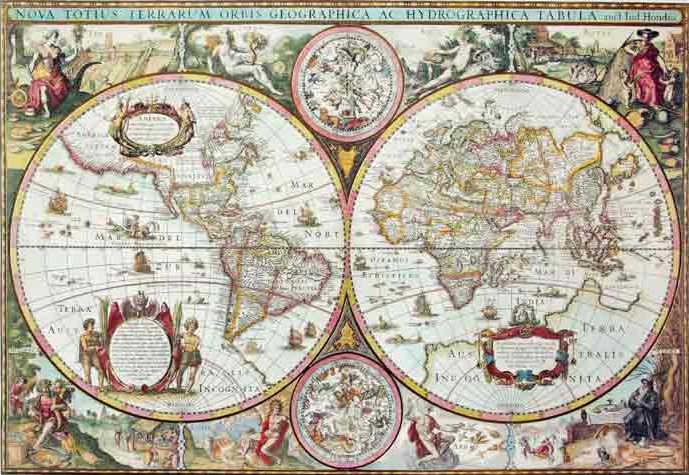 מפת עולם עתיקה - מוכנה לתליה על קנבס מתוחמפות ישנות עתיקות מפות ישנות  מפת עולם עתיקה 