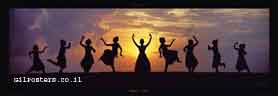 ריקוד רקדניות יחד אנשים בנות צלליות שקיעה אוירה