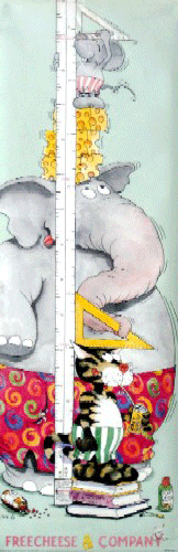 מד גובהסנטימטר פיל עכבר חתול  אנימציה