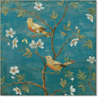 עץ ציפורים כחול אביב ענפים פרחים  יפן  עצים