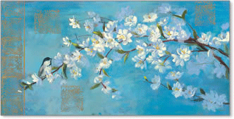 פרחים עץ ענף כחול לבן אביב