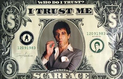 פני צלקת  Scarface Al Pacino - תמונה על קנבס,מוכנה לתליה.Al Pachio   -  scarface   פני צלקת