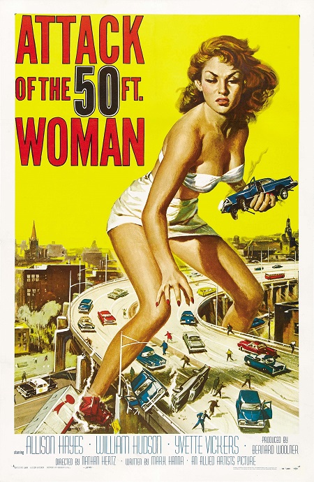 Attack of the 50 Foot Woman - תמונה על קנבס,מוכנה לתליה.סרטים ישנים Attack of the 50 Foot Woman - תמונה על קנבס,מוכנה לתליה.